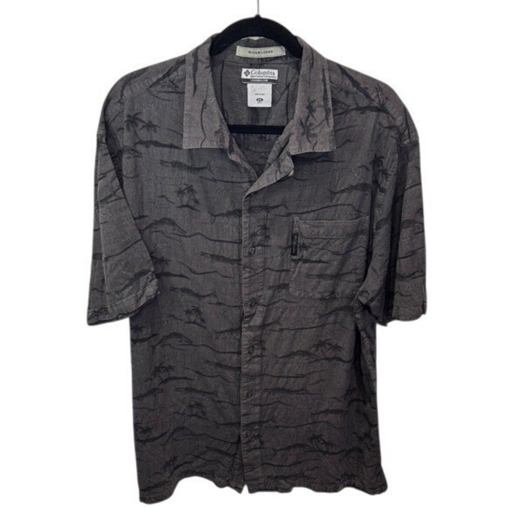 Columbia River Lodge‎ XXL Mens Button Up Shirt Palm Tree Print Camp